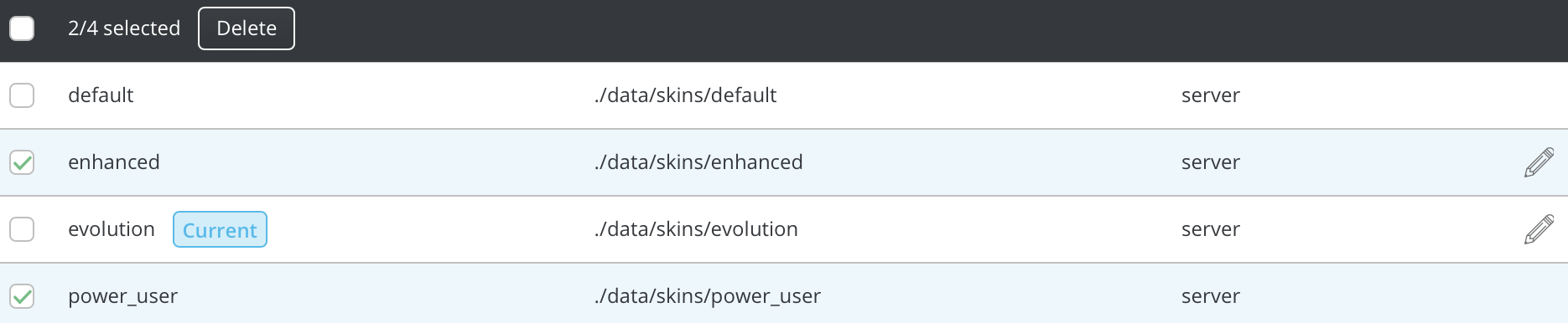 delete skin