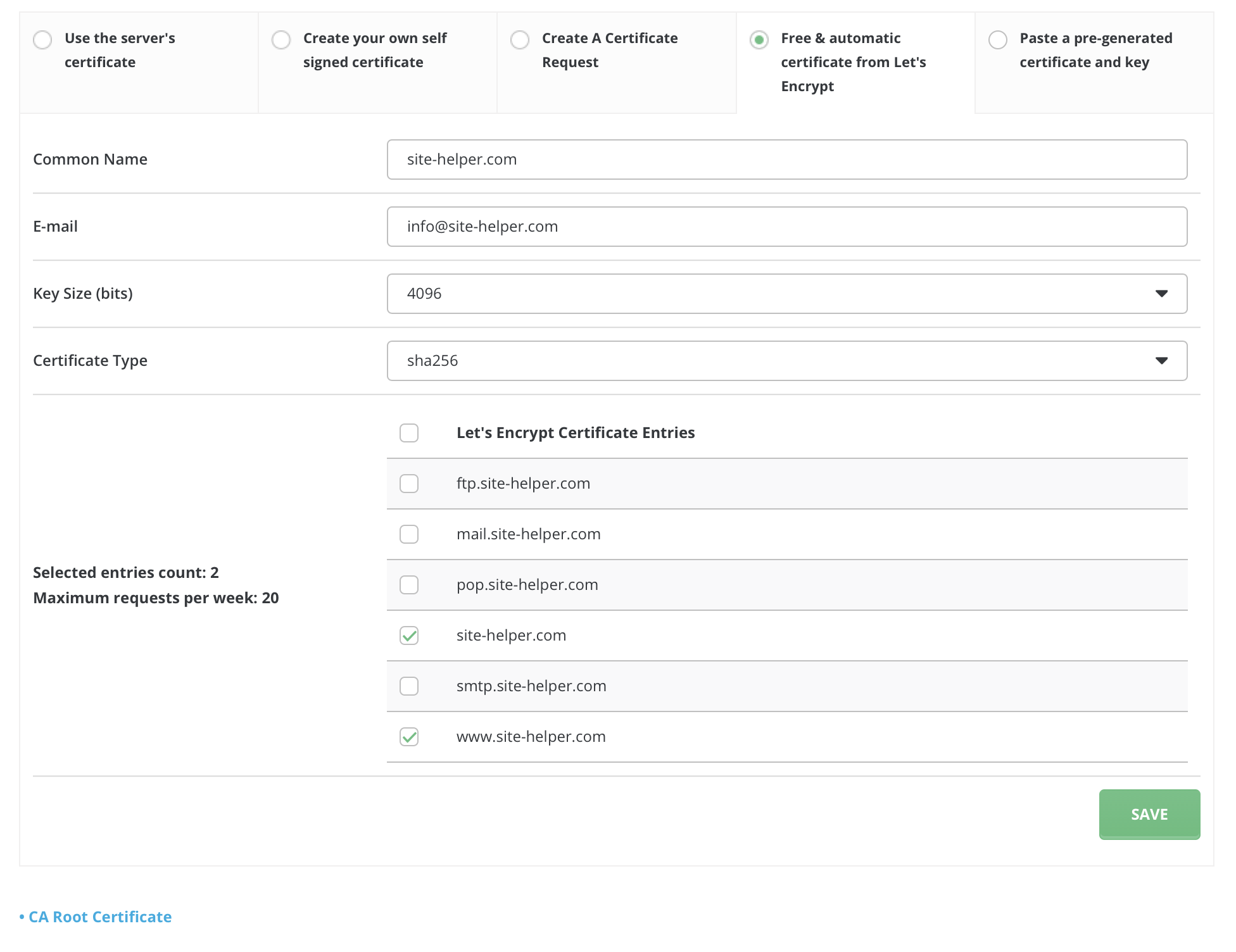 ssl lets encrypt certificate