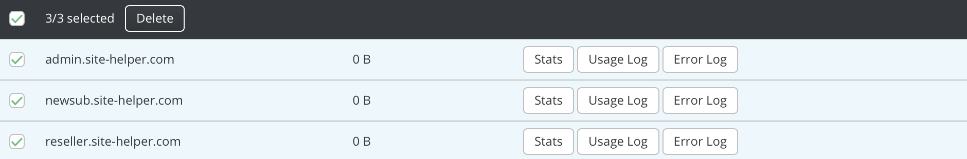deleting subdomain